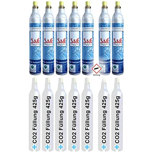 CO2-Zylinder 425 g für Wassersprudler - Wassersprudler-Zubehör für bis zu 60 Liter Sprudel, kompatibel mit gängigen Geräten wie Soda-Stream und Wassermaxx. Einfach austauschbar und in Deutschland abgefüllt.