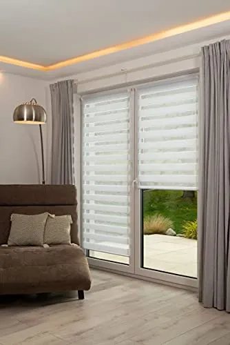 K-home 517667-33 Klemmfix Doppelrollo Madrid 75 x 200 cm - Seitenzug- & Springrollos, einfache Montage ohne Bohren, optimaler Licht- und Sichtschutz, sicherer Kettenhalter schützt vor Strangulierung