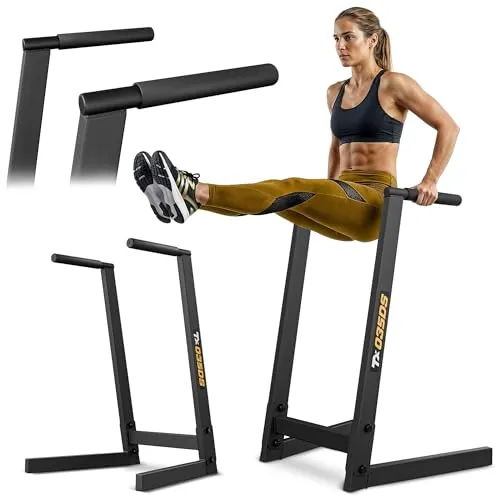 TREX SPORT Dip Station TX-035DS | Stabiler Dip Barren aus Stahl, rutschfest und bis 150kg belastbar - Sonstige Fitnessgeräte, robuste Konstruktion für höchste Stabilität und vielseitige Trainingsmöglichkeiten für Dips, Bauch und Oberkörper.