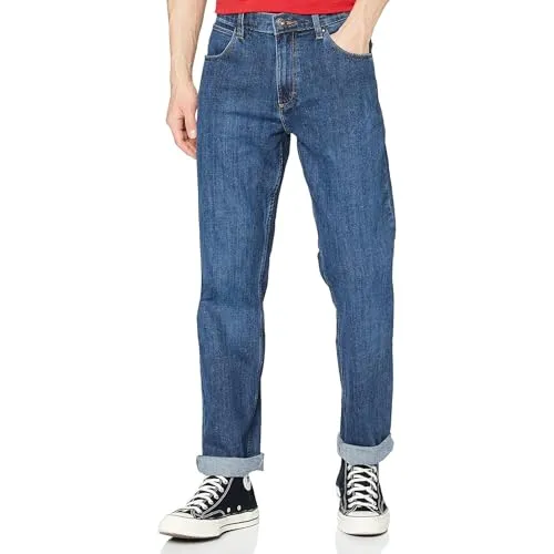 Wrangler Herren Red Kabel Straight Jeans, Darkstone, 30W/32L - Hochwertige Jeans im Regular Fit aus 98% Baumwolle, ideal für täglichen Komfort und Stil. Waschmaschinengeeignet und mit praktischem Reißverschluss.