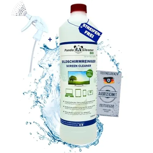 PandaCleaner Display Reiniger ohne Alkohol - 1000ml Spray Bottle - TV Reiniger - LCD Reiniger - Monitor Reiniger - Bildschirm Reinigung Schutz & Pflege (1000ml Sprühflasche)