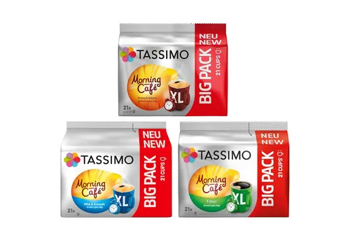 TASSIMO Kapseln T-Discs Morning Café XL Big Packs - Kaffee-Kapseln für Tassimo, Mild & Smooth Geschmack, ideal für einen genussvollen Start in den Tag, 468,3 g, lange Haltbarkeit von über 3 Monaten.