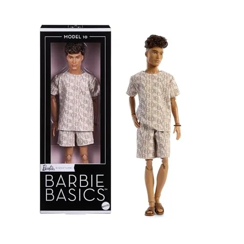 Barbie Basics Model Collector Ken Fashion Doll 10 mit braunem Haar - Beliebte Ken-Puppe mit braunem Haar, ideal zum Sammeln und Spielen. Inklusive Stand und Echtheitszertifikat. Perfekt für Barbie-Fans und Sammler!