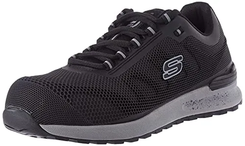 Skechers Herren Bulklin Bragoo Sneaker, Black Kpu Mesh, 43 EU - Herren Industrie & Handwerk Schuhe mit ESD-Zehenschutzkappe, pannensicher und ideal für den anspruchsvollen Einsatz in Industrie und Handwerk.