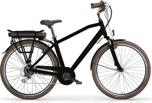 MBM Elektro-Citybike PULSE Man - E-Bike mit leistungsstarkem Bafang Heckmotor, ideal für Stadt und Land, bietet 5 Unterstützungstufen für individuellen Fahrspaß bei jedem Wetter.