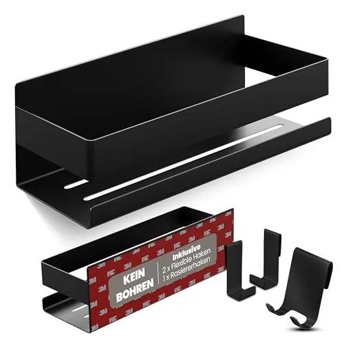 LIEBHEIM Duschablage Ohne Bohren - Badregal - Badezimmer Organizer - Duschregal - Badezimmer Regal - Duschregal Ohne Bohren - Bathroom Organizer - Bad Regal - Duschkorb - Shower Shelf