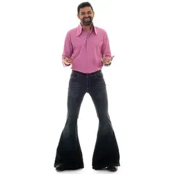 Comycom Herren Jeans Mega Schlaghose Star Roots W34/L32 - Wanderhosen im 70er-Jahre Style, Stretch-Jeans für hohen Tragekomfort und Slim-Fit Passform, ideal für aktive Outdoortage.