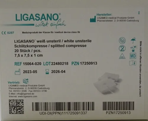 Ligasano weiß Verband 0,5x10x15 cm - 15 sterile Verbände - Kompressen & Verbände - Ideal für Wundversorgung, schnell und effektiv, rezeptfrei erhältlich, 15 sterile Verbände von LIGAMED.