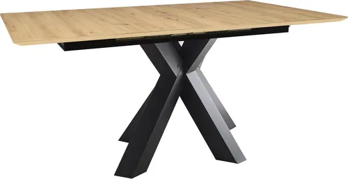 Esstisch MÄUSBACHER "Faro" – Ausziehbar bis 210 cm - Moderner Esstisch in schwarzstahl und asteiche, mit schweizer Kante und Synchronauszug – ideal für flexible Essbereiche.