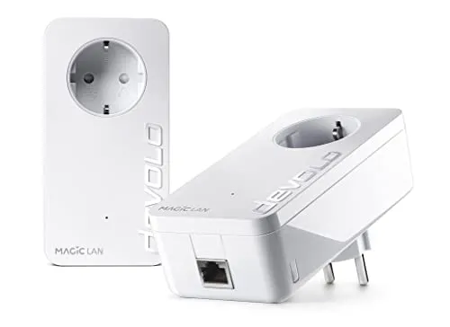 devolo Magic 1 LAN Starter Kit: Hochgeschwindigkeits Powerline Adapter - Powerline Netzwerk-Adapter-Set mit bis zu 1.200 Mbit/s für stabile Internetverbindung über Stromleitungen, ideal für Homeoffice. Inklusive 2 LAN-Anschlüssen und einfacher Installation.