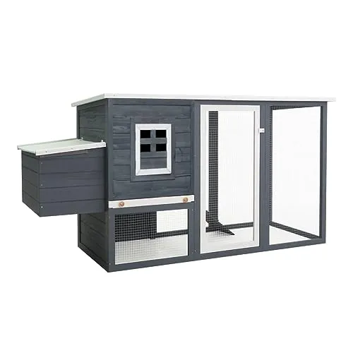 vidaXL Hühnerstall mit Vogelhaus, Grau - Geflügelstall für den Außenbereich, bietet sicheren Schutz für Ihre Hühner und hat zusätzlich ein integriertes Vogelhaus für mehr Tierkomfort.