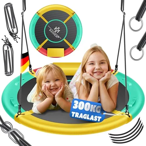 KESSER® Nestschaukel Tellerschaukel Ø 100cm – Belastbar bis 300kg - Erleben Sie puren Spielspaß mit der KESSER® Rundschaukel für Kinder und Erwachsene! Hochwertige Materialien und verstellbare Griffe garantieren Sicherheit und Komfort. Ideal für Indoor- und Outdoor-Nutzung.