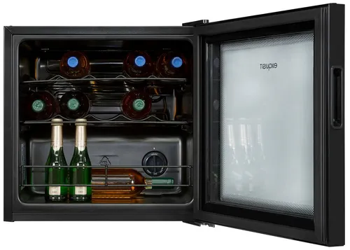 Exquisit WS1-12-GTE-030G Stand Weinkühlschrank - Weinkühlschrank für 14 Flaschen, mit wechselbarem Türanschlag und präziser Temperatureinstellung, ideal für Weinliebhaber.