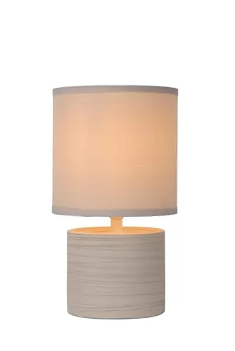 Lucide Tischlampe Greasby, beige mit E14-Fassung für innen - Elegante Tischlampe für innen mit flexiblem Schalter am Netzkabel. Individuell gestaltbar dank E14-Fassung für LED-Lampen (max. 40W). Maße: 26 x 14 cm, ideal für jeden Tisch.