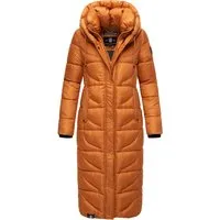 Navahoo Damen Wintermantel - Warmer Steppmantel in Rusty Cinnamon - Funktionsjacken - Extralang mit Kapuze, wind- und wasserabweisend, ideal für kalte Wintertage dank extra warmem Kragen und seitlichen Geschlitzen für Bewegungsfreiheit.
