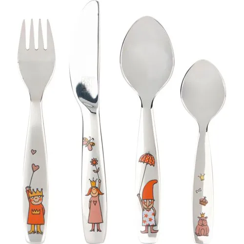 Zwilling Prinzessin Emilie Kinderbesteck Set 4-teilig - Kinderbesteck-Set mit bunten Tiermotiven, ideal für Kinder ab 3 Jahren. Ergonomisch gestaltet für kleine Hände, sicher und spülmaschinengeeignet – der perfekte Essensbegleiter!