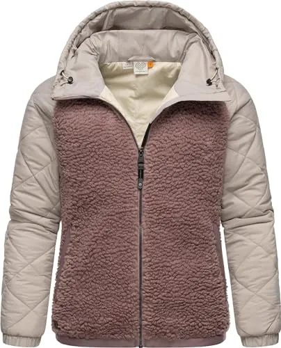Outdoorjacke RAGWEAR "Leeloo", Damen, Gr. M (38), lila (mauve), Obermaterial: 100% Polyester, Obermaterial Ärmel: 100% Polyester, Innenfutter: 100% Polyester, Wattierung: 100% Polyester, sportlich, lässig geschnitten hüftbedeckend, Langarm Ärmel ohne Ärmelschlitz elastischer Bund mit Gummizug, Jacken, Damen Übergangsjacke aus Teddyfleece mit gesteppten Ärmeln