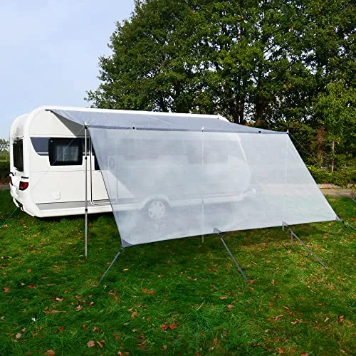 yourGEAR Procida Sonnenschutz Vorderwand 400x200cm - Vorzelte - 400x200cm Sicht- und Sonnenschutz für Caravan Sonnensegel, winddurchlässiges Gewebe reduziert Hitze und UV-Strahlung, inkl. Teleskop-Querstange und Abspannmaterial.