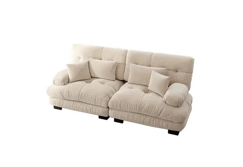 Odikalo 2-Sitzer Schlafsofa Cloud Ecksofa - Bequemes 2-Sitzer Schlafsofa in Beige mit Chenille-Bezug, inklusive 2 Lenden- und 2 Dekokissen. Ideal für gemütliche Abende im Wohnzimmer.