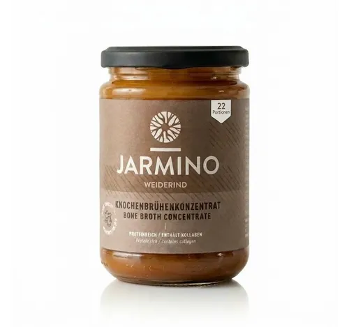 JARMINO Knochenbrühen-Konzentrat Rind (220g) - Nahrungsergänzungsmittel mit 3,7 g Kollagen pro Portion, ideal für die tägliche Nährstoffversorgung ohne Allergene. Perfekt als Basis für gesunde Gerichte oder als Kollagenquelle.