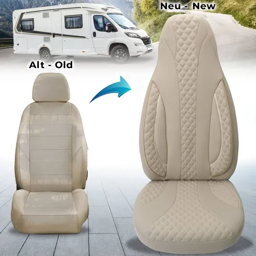 BREMER SITZBEZÜGE für FIAT Ducato 250 Sun Camper Hunter 630 Maxi - Sitzbezüge für Wohnmobile, atmungsaktiv und pflegeleicht mit einfachem Klettsystem für eine schnelle Montage. Ideal für höchsten Komfort und Schutz, auch für Sitzheizungen geeignet.