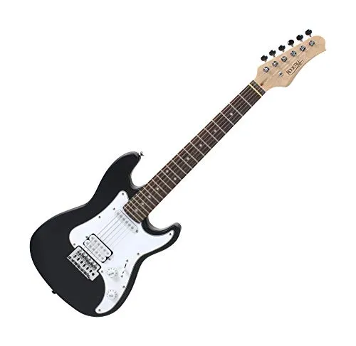 Rocktile Sphere Junior Black 3/4 E-Gitarre - Festkörper-E-Gitarre in 3/4-Größe für Kinder, leicht mit nur 2,1 kg, ausgestattet mit 1 Humbucker und 1 Single Coil für vielseitigen Klang.