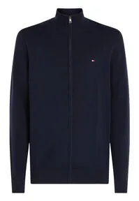 Tommy Hilfiger ESSENTIAL COTTON ZIP THRU Strickjacke - Strickjacke in Desert Sky aus 100% Baumwolle, mit Logostickerei und praktischem Reißverschluss - ideal für einen lässigen Look.