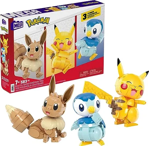 Set Trio Figuren Pokemon zum Bauen - Menschen-Spielfiguren, kreative Bau-Action mit deinen Lieblings-Pokemon-Figuren von Mega