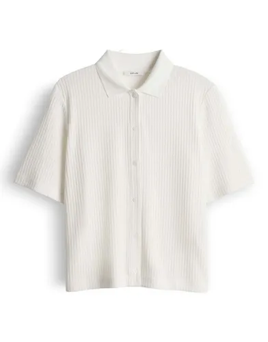 OPUS Damen Kurzarmshirt - Elegantes Poloshirt mit Rippstruktur in Milk, Größe 42 - Vielseitiges OPUS Damen Poloshirt mit dezenter Rippstruktur. Ideal für den Alltag, bietet es eine lockere Passform und hohen Tragekomfort. Hochwertiges Material sorgt für Langlebigkeit und stilvolles Outfit.