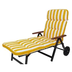 KETTtex Liegenauflage Rollliege Alicante 2153 extrabreit gelb-weiß Blockstreifen - Extrabreite Auflage für Rollliegen, ideal für entspanntes Liegen im Garten. Pflegeleicht und mit verstellbarem Halteband – perfekt für den Sommer.
