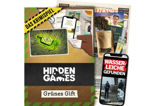 Hidden Games Tatort Spiel Der 3. Fall - Grünes Gift - Gesellschaftsspiel für echte Ermittler, interaktive Kriminalermittlung mit multimedialen Elementen und kreativen Lösungswegen.