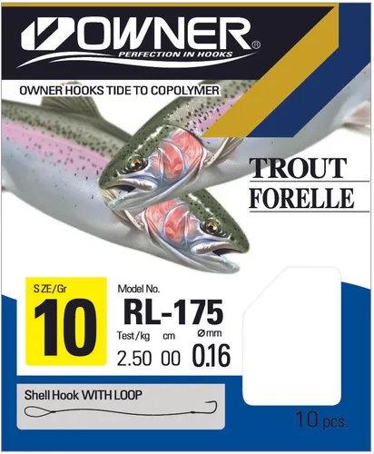 Owner Forelle blau 150cm (RL-175) Gr. 10 - Forellenhaken gebunden