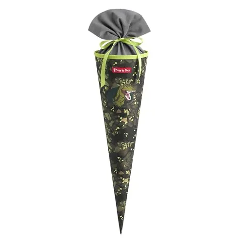 Step by Step Schultüte School Cone, Dino Torex - Schultüten für den Schulstart, 66 cm hoch mit Dino-Motiv, aus strapazierfähigem Polyester gefertigt – ein echter Hingucker für kleine Abenteurer!