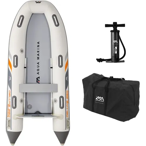 Aqua Marina U-Deluxe Yacht Tender Boot 350cm - Schlauchboot mit drei separaten Luftkammern, ideal für Freizeit und Yachten. Kompatibel mit Motoren bis 20 PS und inklusive Ruderschloss und Paddel für höchsten Komfort.