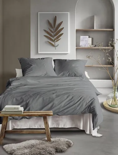 Irisette Mako-Satin Bettwäsche-Garnitur Tokio 8607 grau 155x200+80x80 - Bettwäsche aus 100% Baumwolle mit seidigem Glanz, atmungsaktiv und temperaturausgleichend. Praktischer Reißverschluss für einfachen Bezugwechsel.