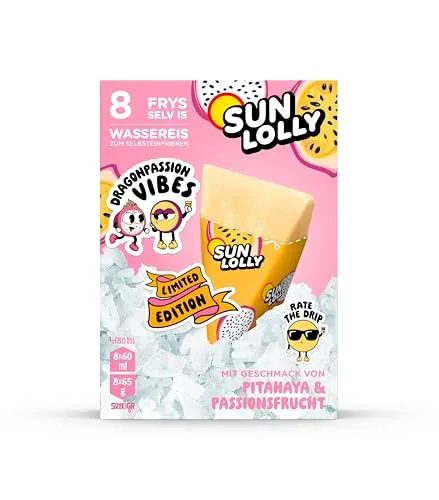 Sun Lolly Pitahaya und Passionsfrucht 1 Kartons 8 x 60ml (480ml) Wassereis
