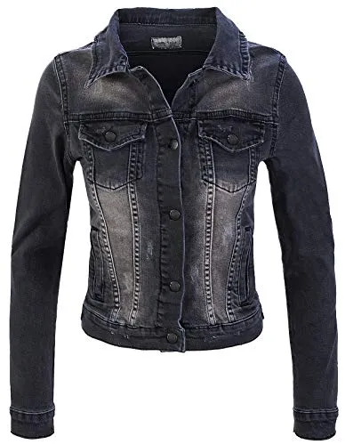 Rock Creek Damen Jeansjacke Anthrazit - Klassische Damen Jeansjacke von Rock Creek mit geradem Schnitt, zwei Brusttaschen und spitzem Kragen. Perfekt für lässige Casual-Looks, ideal kombinierbar mit Jeans und T-Shirt.