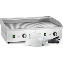 Klarstein Elektrogrill, Tischgrill mit LED-Anzeige, Elektrogrill für Balkon & Indoor, Edelstahl Elektro Grill, Grillplatte mit abnehmbarer Antihaf... - Silber
