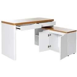 Jahnke Eckschreibtisch LIBRE C 155 E - Wechselseitig montierbar - Kinderschreibtische mit 140 cm Breite, ideal für kreative Arbeitsplätze und flexibles Design. In Kerneiche/Weiß für ein modernes Zuhause.