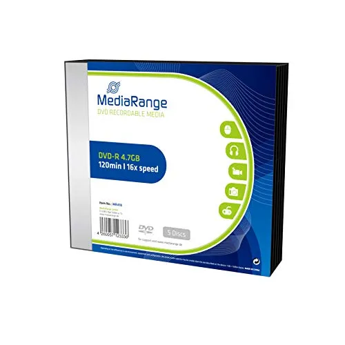 MediaRange DVD-R 4.7GB|120min 16-fache Schreibgeschwindigkeit, 5er Pack im Slimcase, MR418