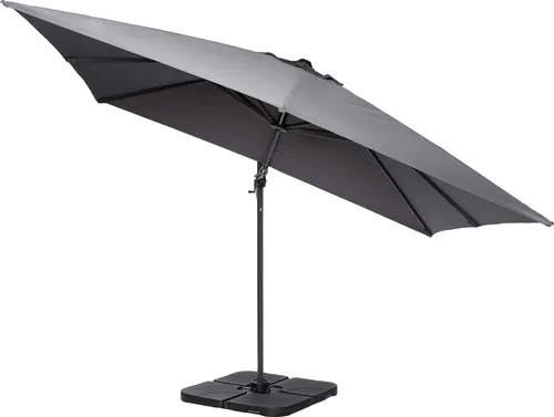 LC Garden Ampelschirm Napoli 300 cm eckig grau – UV50+ Schutz - Der LC Garden Ampelschirm Napoli 300 cm eckig grau bietet optimalen UV50+ Schutz und ist dank des leichten Aluminiumrahmens einfach zu transportieren. Mit Kurbelsystem schwenkbar und ideal für sonnige Tage auf Ihrer Terrasse.