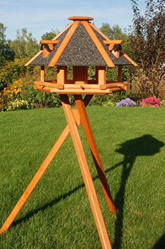 Deko-Shop-Hannusch XL - XXL Luxus Vogelhaus, wahlw. mit Solar/Ständer, absoluter Blickfang, Vogelfutterhaus aus Holz, V13, Stein Ständer u. Solar