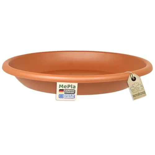 MePla Blumentopf-Untersetzer für Pflanzkübel Cilindro - runder Kunststoff-Unterteller - wetterfestes Pflanzgefäß - UV-beständig - Ø 44 cm (Innen: ø 32 cm)- Terracotta