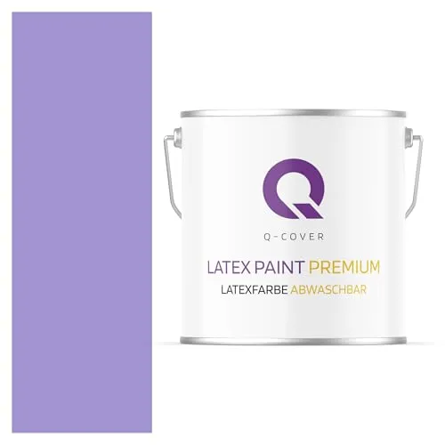 Q-COVER Latexfarbe Abwaschbar 5L (ca.35m2) Violett Farbton Innenfarbe Wandfarbe Deckenfarbe Klasse 2 Mattfarbe Für Allergiker Scheuerfest Geruchlos Frei Von Voc