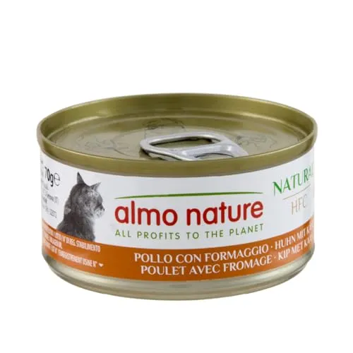 Almo Nature Cat 70g Huhn und Käse - Hochwertiges Katzenfutter, mit leckerem Huhn und Käse für verwöhnte Katzen