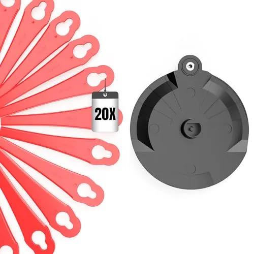 Florabest LIDL Akku Rasentrimmer Zubehör Set – 20 Messer & Schneidscheibe FRTA 20 A1 - Zubehörset für LIDL Florabest Akku Rasentrimmer FRTA 20 A1 – Enthält 20 robuste Kunststoffmesser und eine Schneidscheibe für präzises Schneiden. Einfacher Austausch ohne zusätzliches Werkzeug, ideal für eine optimale Leistung.