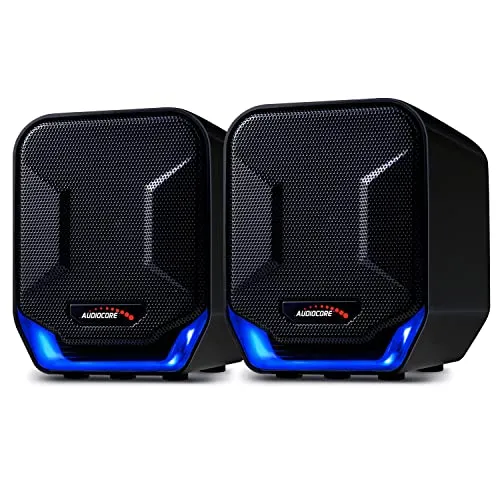 Audiocore AC865 B Stereo-Lautsprecher PC-Lautsprecher Kompakt Mini Stereo Lautsprecher für Computer PC Laptop Notebook