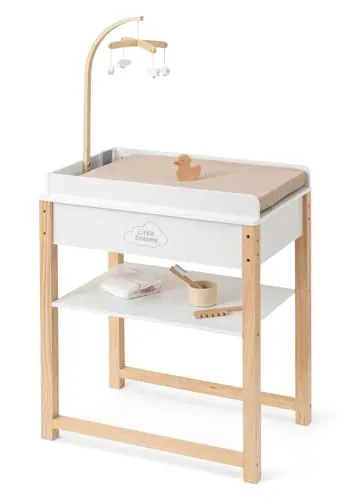 ELLA & PIET® Puppenwickeltisch SPLASHY mit Badewanne - Puppenwickeltisch mit integrierter Badewanne und Mobile, fördert kreatives Spielen und sorgt für stundenlangen Spaß für Kinder ab 3 Jahren.