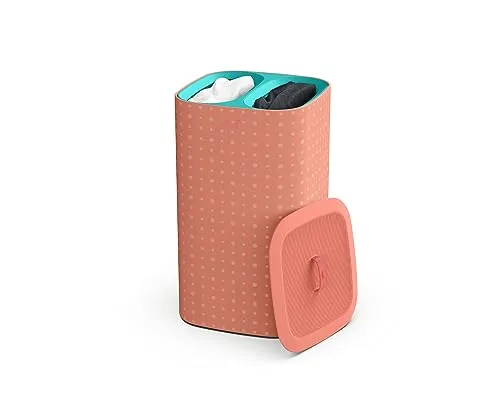 Joseph Joseph Tota Pop - 60-Liter-Wäschesammler mit Deckel - Wäschebox mit 2 herausnehmbaren Beuteln für einfache Textiltrennung, ideal für Schlafzimmer und Bäder. Mit praktischen Griffen und schnellem Wiedereinsetzen.