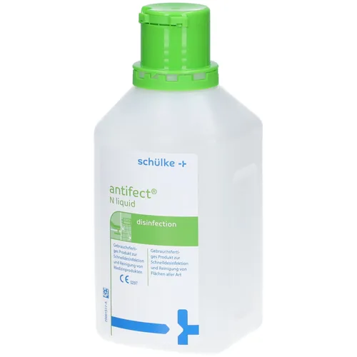 Schülke Desinfektionsmittel antifect N liquid 500ml - Oberflächendesinfektion mit breiter Wirksamkeit gegen Bakterien und Viren in nur kurzer Einwirkzeit, ideal für patientennahe Flächen und medizinische Instrumente.